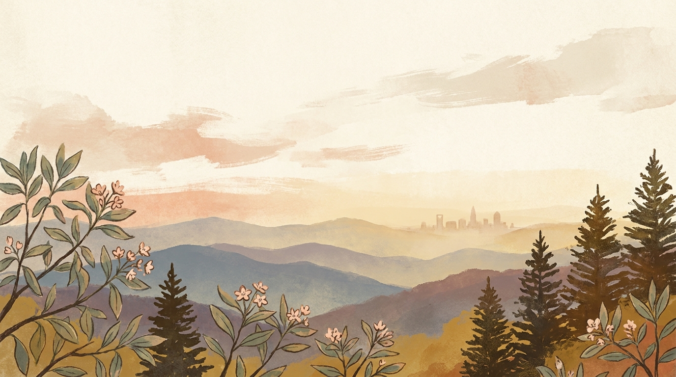 Blue Ridge Mountains, Charlotte at the horizon