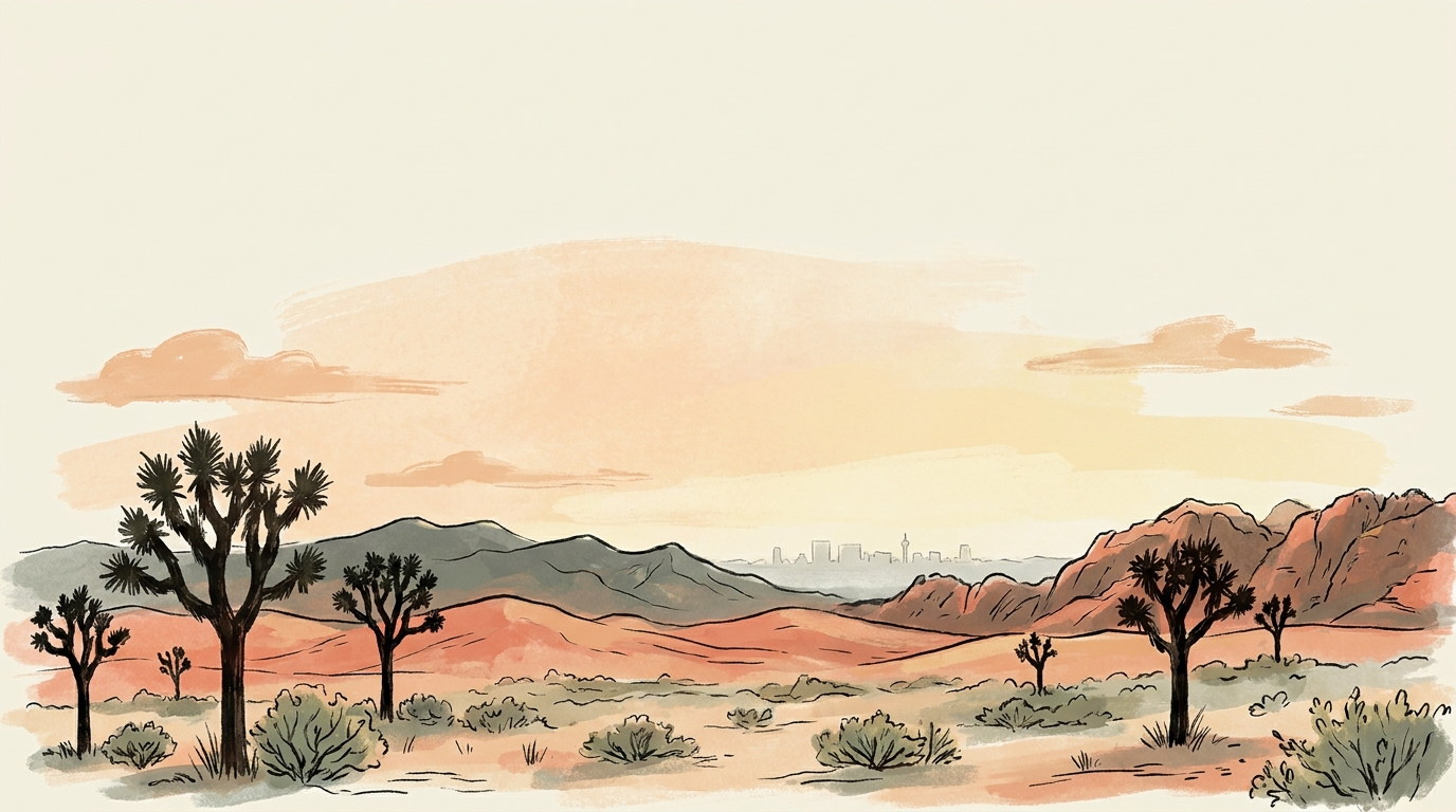 Mojave + Spring Mountains, Las Vegas on the horizon