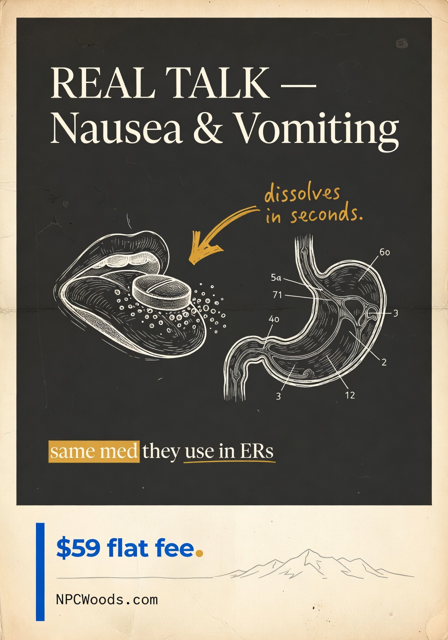 How Zofran dissolving tablet works — vintage medical illustration