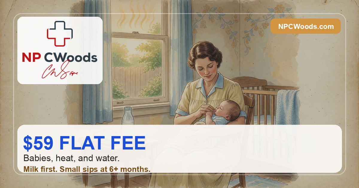 Parent holding baby near a shaded window for heat safety education