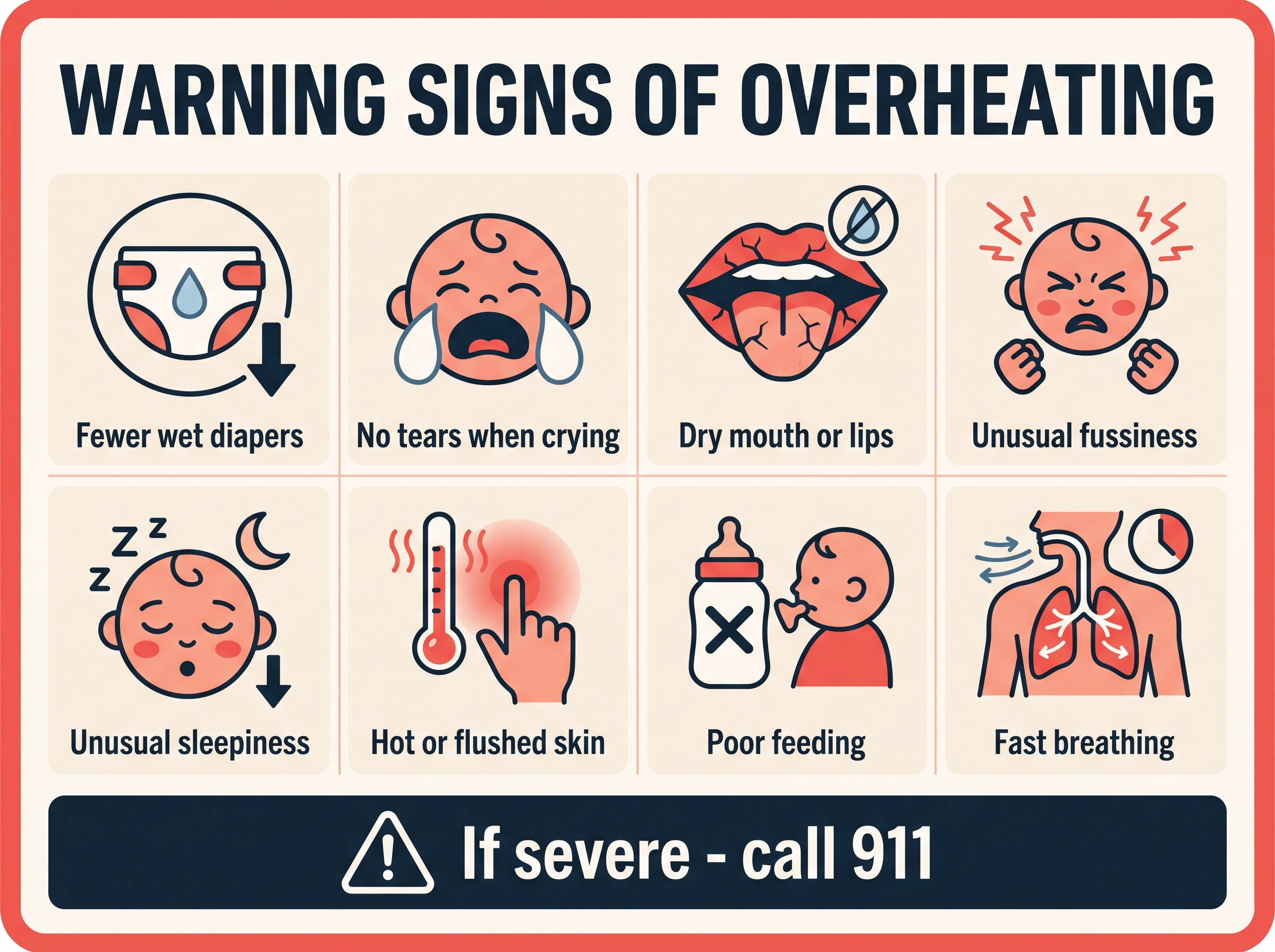 Warning signs of overheating in babies infographic